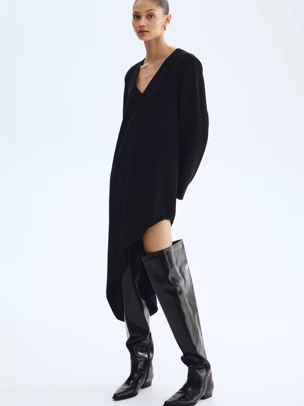 H&M Asymmetrical V-neck Long Sleeve Dress NWT - Picture 4 of 7